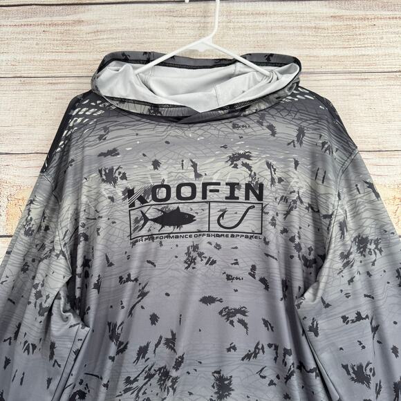 Koofin Gear UPF 50+ Hooded Fishing Shirt Adult XL Gray Ombre - Picture 3 of 9